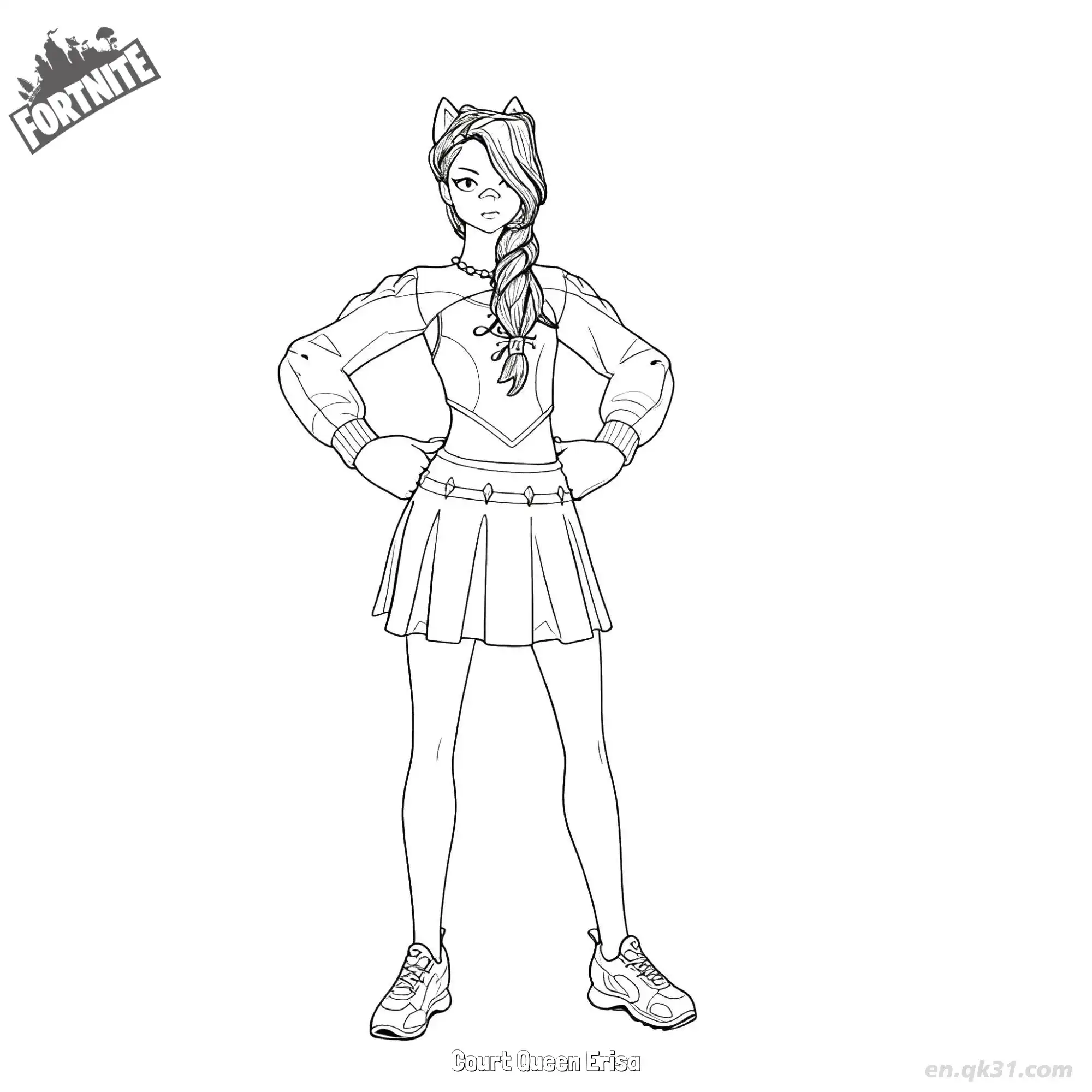 免费 法庭女王艾莉莎 01简笔画 素描 涂鸦 - 免费可打印堡垒之夜 下载PDF 简笔画涂色页